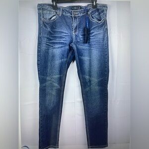 Royal Denim Womens Stretch Low Rise Stitched Pockets Skinny Jeans Blue Size 17